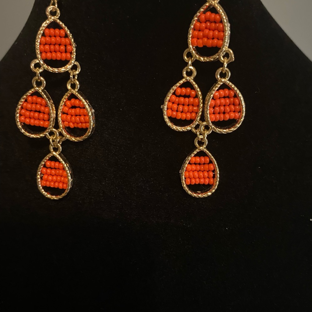 LOFT Gold and Orange Beaded Earrings